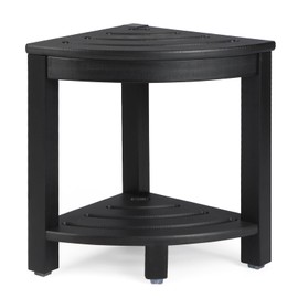 Apolimi HDPE Corner Shower Stool,Shower Bench Seat with Storage Shelf for Shaving Legs Plastic Spa Bath Step Foot Rest for Bathroom Small Place (Black)