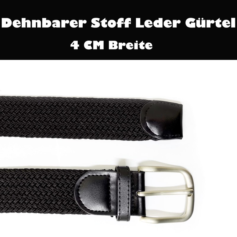 Gloop unisex elastic leather braided stretch belt; stretchable fabric; leather