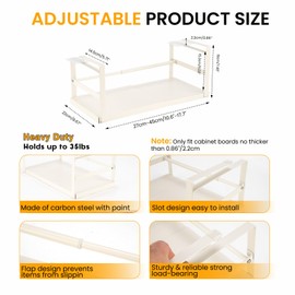 CINPIUK Expandable Under Shelf Storage Basket, Slide-in Storage Rack Under Cabinet Add-on Storage Baskets Heavy Duty Carbon Steel Hanging Organizer for Kitchen Pantry Laundry Bathroom, 1 Pack