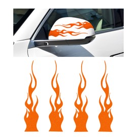 DXNQ 4 PCS Car Flame Reflective Stickers, Waterproof & Durable, Dynamic/Fiery Style, PET Material, Orange, Automotive Decals
