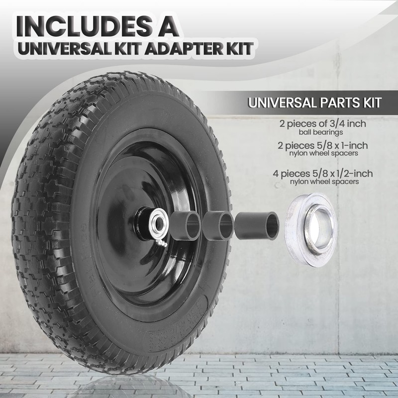 AR-PRO 4.80/4.00-8" Flat Free Tire and Wheel - 14.5" Solid