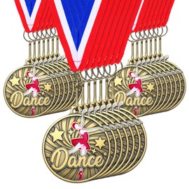 Remuuly 20Pcs Dance Medals Bulk 2" Pink Dance Star Award Medals with Neck Ribbons for Dancer Coaches Competitions