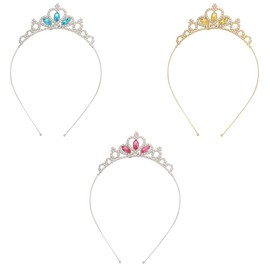 3 Pcs Princess Crown Rhinestone Princess Crown Birthday Headpiece Crystal Sash Tiara Headband Hair Hoops Hair Accessories for Women Girls Kids Festival Wedding Bridal