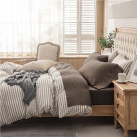 PURE ERA Jersey Knit 4pc Bed Sheet Set 100% T-Shirt Cotton Super Soft Comfy Breathable Fits Mattress Up to 20" Extra Deep Pocket (Solid Brown, Queen)