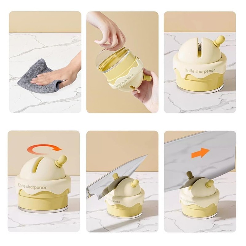 Ice Cream Shaped Suction Cup Knife Sharpener - Professional Grit