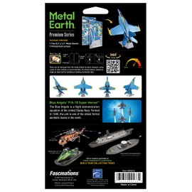 Metal Earth Fascinations Premium Series Blue Angels F/A-18 Super Hornet 3D Metal Model Kit Bundle with Tweezers