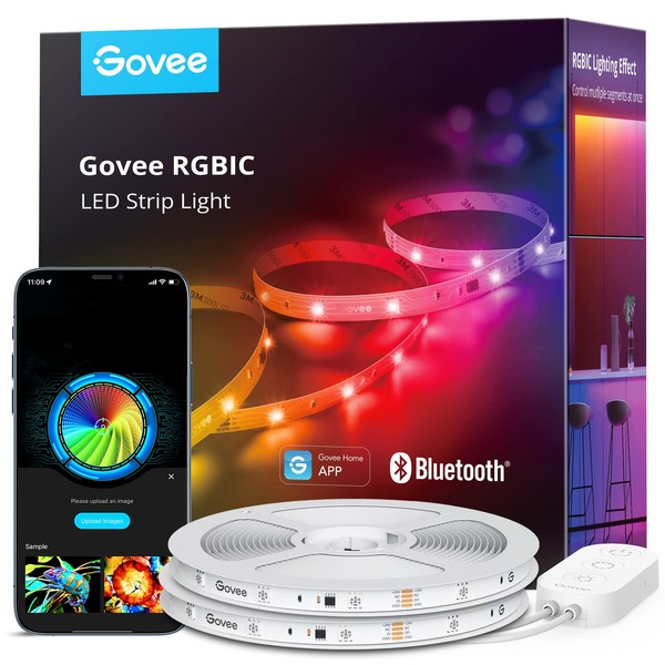 Govee RGBIC LED Strip Lights, 65.6ft Smart LED Lights for Bedroom, Bluetooth LED Lights APP Control, DIY Multiple Colors on One Line, Color Changing LED Lights Music Sync, Halloween, 2 Rolls of 32.8ft
