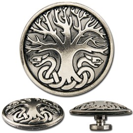 Hoppe & Masztalerz 3 St. Celtic Concho Schraubzierniete, Zierniete, Schraubniete, Screwback Concho, Keltischer Lebensbaum No. 1