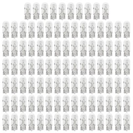 100PCS T10 194 Light Bulb, W5W 1/4 Wedge Base Miniature Bulb for Taillight, License, Turn Signal, Brake Light, Interior Lighting, 12V 5W Automotive Replacement Bulbs for Car, Truck, SUV (White)