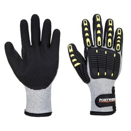 Portwest A729 Anti Impact Thermal Safety Work Gloves - Cut Resistant & Impact Reducing Winter Protective Work Gloves Grey/Black, Large