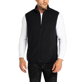33,000ft Men's Fleece Vest Jacket Stand Collar Ultralight Outdoor Sleeveless Fleece Jacket Gilets Tops Fleece Vest Men with Pockets Zip, black