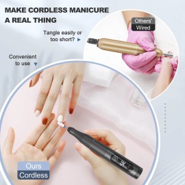 Meremit Professional Nail Drill Cordless, 35000RPM Touchscreen Portable Efile Nail Dr...