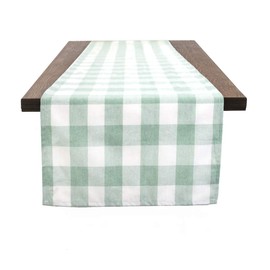 Fennco Styles Country Buffalo Check Soft Table Runner 16 x 90 Inch - Green Check Table Cover for Everyday Use, Picnic, Family Gathering, Indoor Outdoor Parties and Special Occasion