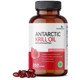 Futurebiotics Futurebiotics Antarctic Krill Oil 1000mg with Omega-3s EPA, DHA, Astaxanthin and Phospholipids - 100% Pure Premium Krill Oil Heavy Metal Tested, Non GMO C 250 Softgels (125 Servings)