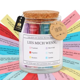 KACNON Bible Verses Jar, 90 Bible Verses German in Glass, Read Me If with Bible Verses, Scripture Prayer Cards Hope Jar, Glass with Hope, Easter Christian Gifts