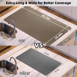 KVK 43.3×25.6in Silicone Mats for Kitchen Counter - Extra Large Silicone Mat Heat Resistant - Glossy Bottom Non Slip - Universal Painting Craft Resin Mat Table Countertop Protector, Camel