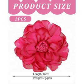 LOZTBUE 1PC Rose Flower Brooch Large Muslin Brooch Hair Clip Classic Elegant Handmade Flower Brooch Suitable for Wedding Party Dance, Fabric