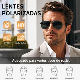 Gafas de sol de aviador clásicas polarizadas ultra livianas, marco de metal con lente de espejo con protección UV 100%