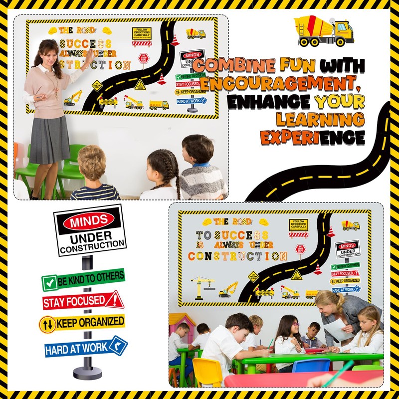 Honoson 71 Pcs Construction Bulletin Board Decorations Road to Success