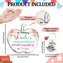 2 Pcs Teacher Appreciation Gifts for Women, Teacher Graduation Party Gift, Thank You Acrylic Keepsake and Paperweight from Student, Teacher Office Desk Decoration Signs