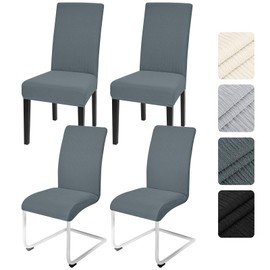 Alishomtll Dining Chair Covers Set of 4, Universal Fit Stretch Spandex Chair Slipcovers, Washable Removable Chair Protector for Dining Room Kitchen Banquet Wedding Party (Dark Grey, 4psc)