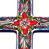 NOVICA Hand Painted Talavera Large Ceramic Wall Cross, Multicolor, 'Jerusalem