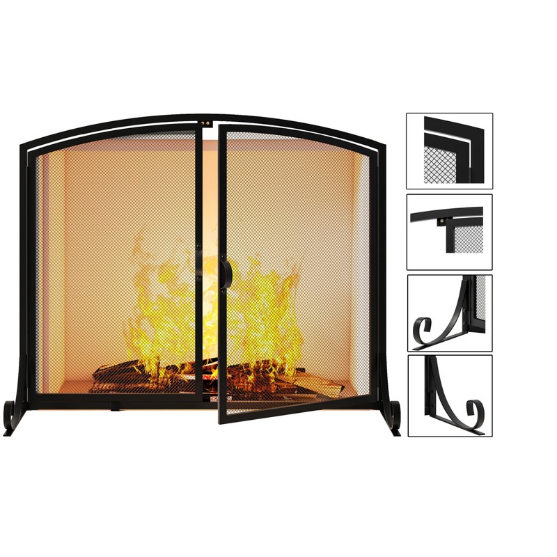 Calidola Fireplace Screen with Doors, 35" W x 28" H,