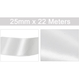 White Satin Ribbon 25 mm x 22 Metres Ribbon White Gift Ribbon Decorative Ribbon Fabric Ribbon for Gift, Crafts, Sewing Projects, Hair Bows, Bridal Bouquet, Wedding Decoration