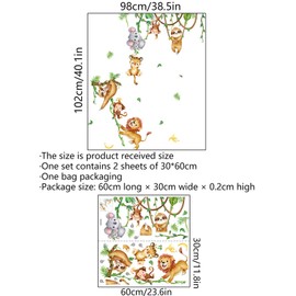 LURNODY Wall Tattoo Jungle Animals, Vines Wall Sticker Lion Monkeys Koala Animals Tiger Wall Sticker Children's Room Animal Wall Stickers Suitable for Children's Room Baby Room Living Room Wall