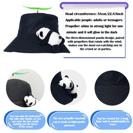SIEBOLD Propeller hat, helicopter hat, propeller hat, funny hats with panda, carnival party hats with night fluorescent propeller, suitable for adults and children