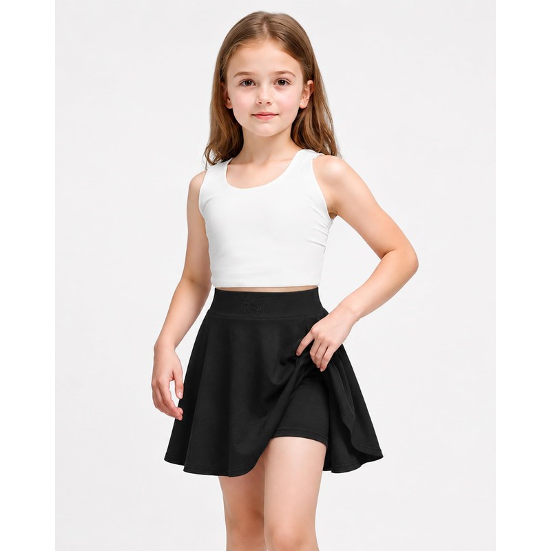 Ekfewou - Faldas deportivas para niñas pequeñas, con bolsillos, Negro