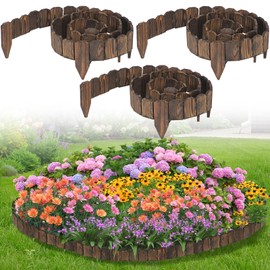 9.6ft L x 3.9in H Landscape Edging - 3Pack Sturdy Anti-Corrosive Wood Garden Edging Border, Low-Profile Blends into Nature, for Yard Flower Bed Path Decorative Tree Fence