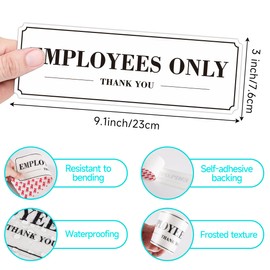 Sigicanage Employees Only Sign for Door, (2 Pack) Self-Adhesive Staff Only for Business Door and Wall 9 x 3 Inches white