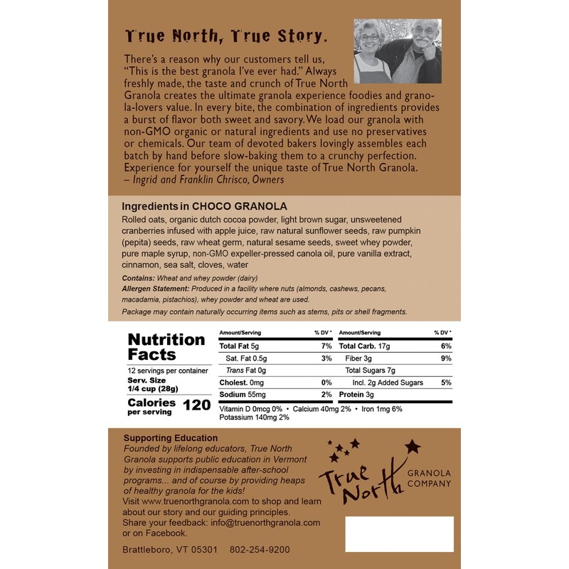 True North Granola – Chocolate Granola Cereal with Rolled Oats,