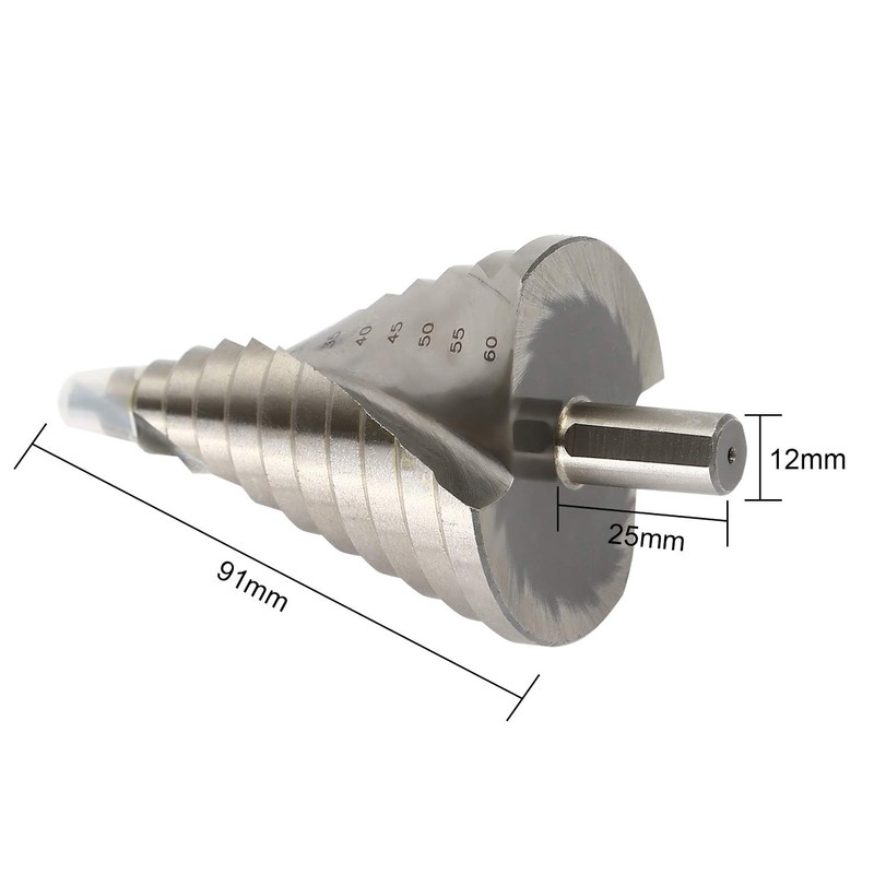LESOLEIL Step Drill Bit 6-60 mm HSS Taper Drill Metal
