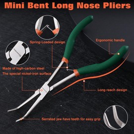SPEEDWOX Mini Long Nose Pliers with Serrated jaw Mini Long Reach Pliers Mini Bent Long Nose Pliers Long Reach Needle Nose Pliers for Jewelry Making Bending Wire and Small Object Gripping