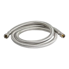 Highcraft 24 Inch Stainless Steel Braided Ice Maker Supply Line 2 Ft with Two 1/4" Fittings on Both Ends, No Lead