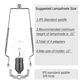 8 9 10 11 12 inch Lamp Shade Harp Holder, Adjustable Lamp Harp Kit, Fit Both Standard Lamp Rod and E14 E26 E27 Light Base UNO Fitter Adapter Converter Finial Set, Lampshade Bracket