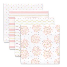 SwaddleDesigns Cotton Muslin Swaddle Blankets, Set of 4, Receiving Blankets for Baby Boys & Girls, Best Shower Gift, 46x46 inches, Heavenly Floral