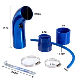 Pindex 3 Inch 76mm High Flow Cold Air Intake Induction Pipe Hose with Air Filter Kit and 2.5" 3" Two Different Silicone Joiner Compatible with Car Motorcycle