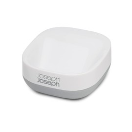 Joseph Joseph Bathroom Slim, Compact, Soap Dish Holder with non-slip base - White/Grey