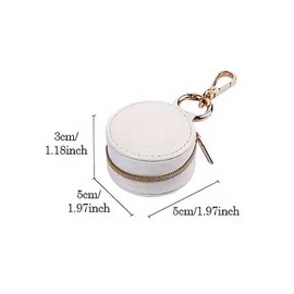 Ximimark 1pcs Chic Mini Hanging Jewelry Box - 1.97" Faux Leather, Waterproof Organizer for Rings, Earrings, Necklaces & Accessories with Decorative Zipper