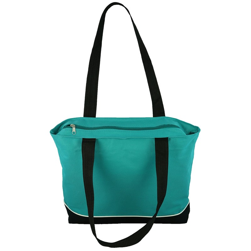 Shoulder Tote Bag with Zipper (Teal)