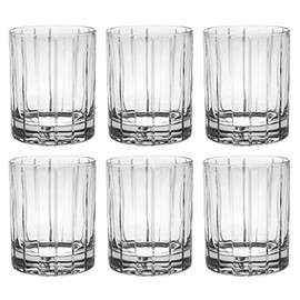 Barski - European Quality Glass - Crystal - Set of 6 - Double Old Fashioned Tumblers - DOF - 13 oz. - with Classic Clear Striped Design - Glasses are Made in Europe