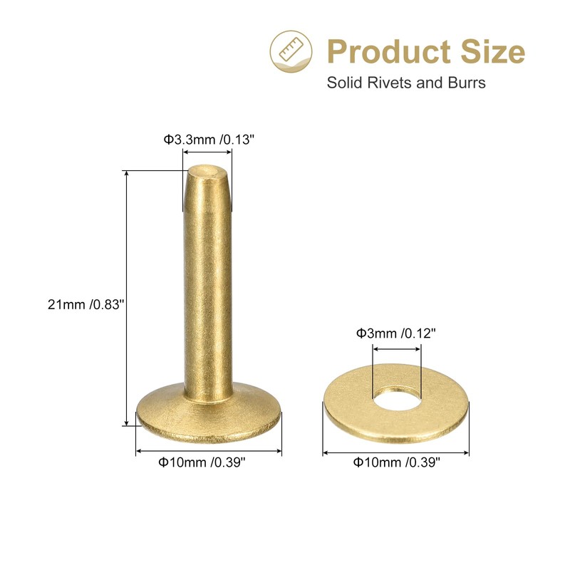QUARKZMAN Set of 10 Brass Rivets and Cutters 10 x