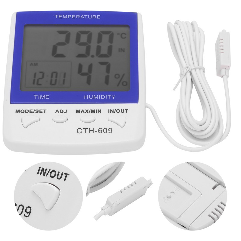CTH‑609 Digital Thermometer Hygrometer Wall Mounted Temperature Humidity Meter for
