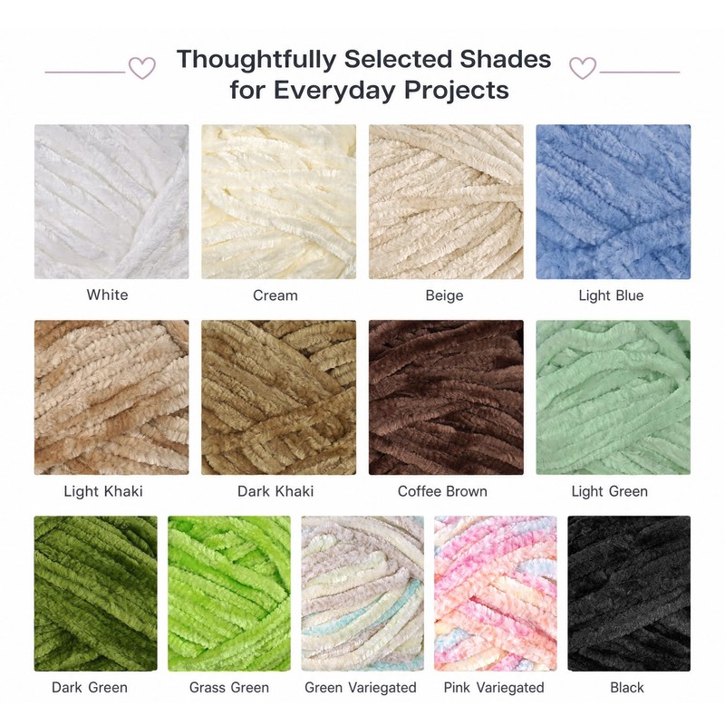 ilauke 5x100g Chenille Yarn Chunky, Crochet Yarn for Amigurumi, Brown
