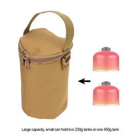 MOUMOUTEN Gas Cylinder Cover, Camping Gas Lamp Lights Handle Bags, Double Zipper Portable Propane Tank Carrying Bag, Multifunctional Pouch with Shoulder Strap, for Camping Hiking(Brown)