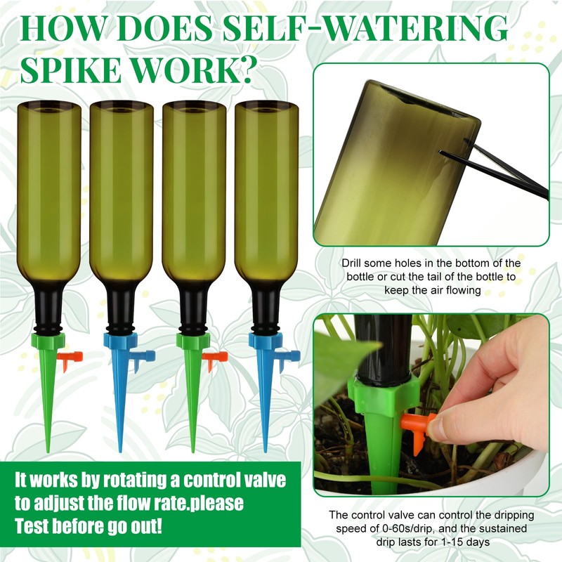 SiliFine 8 Set Plant Watering Devices with Self Watering Spikes