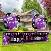 Purple Retirement Bannner and Balloons